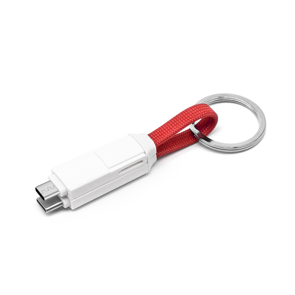 2 in 1 magnetische sleutelhanger oplaadkabel - Rood
