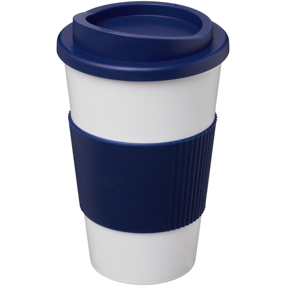 Americano® geïsoleerde beker van 350 ml met handgreep - blauw, wit