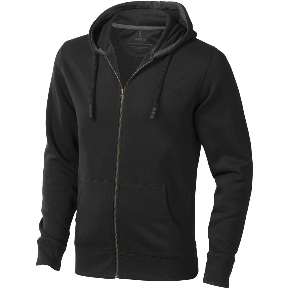 Arora 300 g/m² unisex hoodie met ritssluiting - Zwart