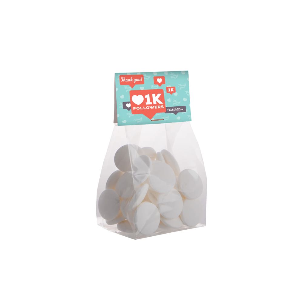 Blokzakje met kopkaartje en 100 gram snoep