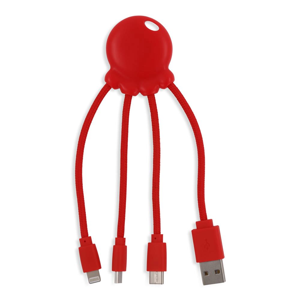 2087 | Xoopar Eco Octopus Oplaadkabel - rood