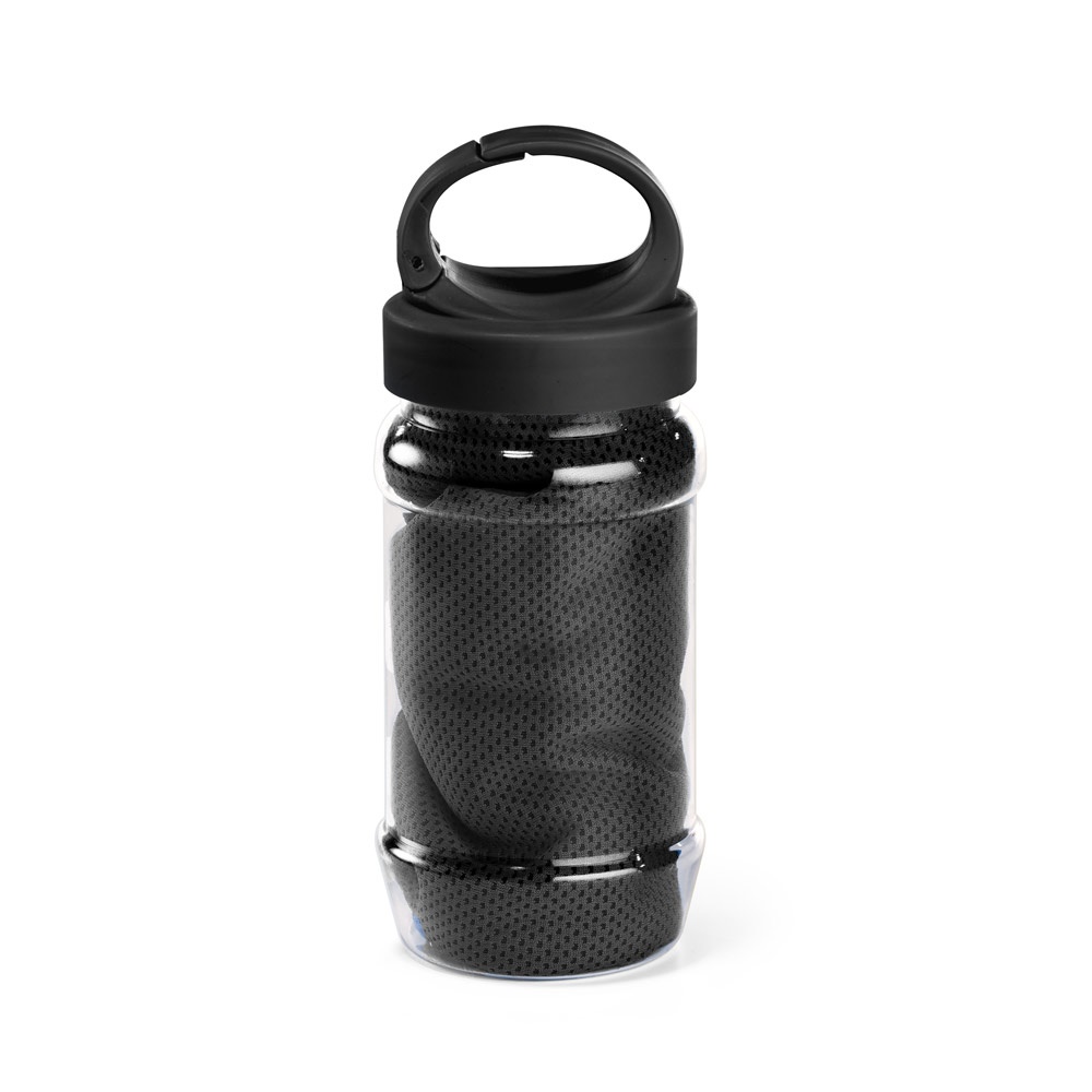 ARTX PLUS. Set met een PP en PET fles en een polyamide en polyester sporthanddoek - Zwart