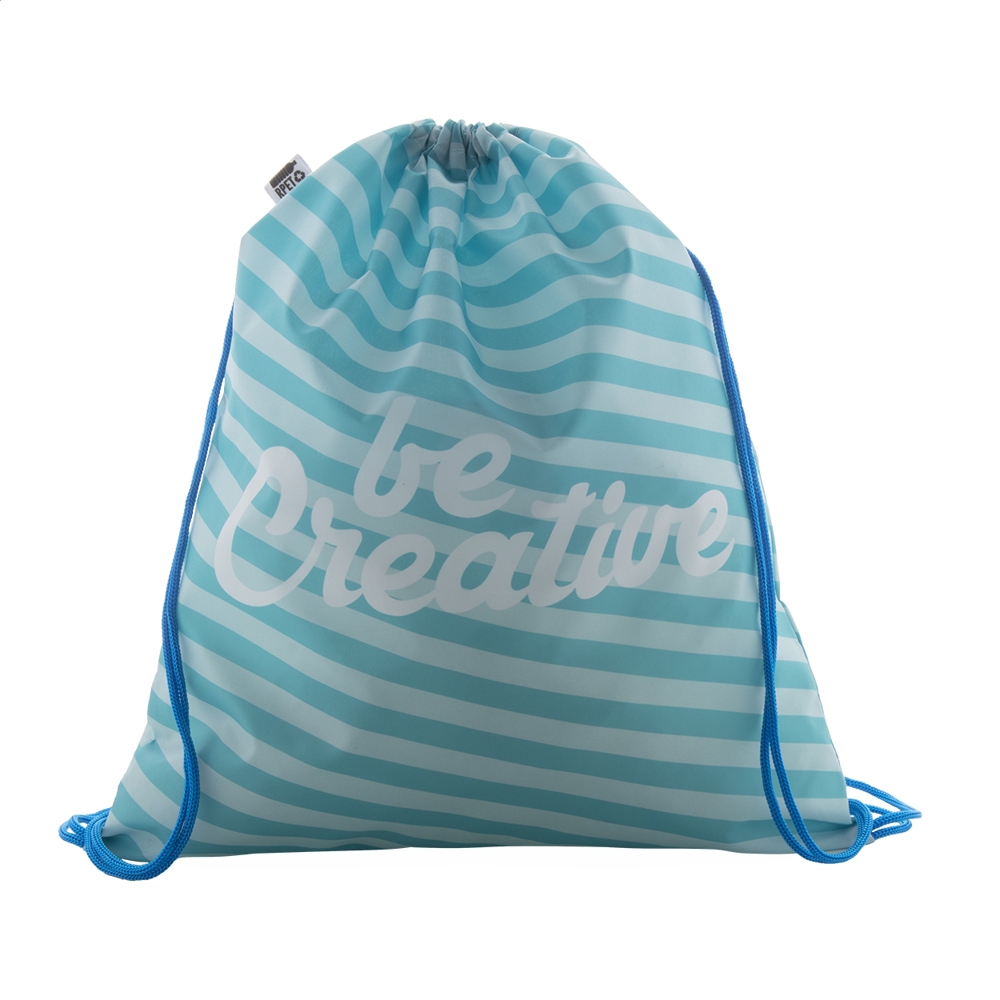 CreaDraw RPET - custom made trekkoord tas - Blauw/Wit