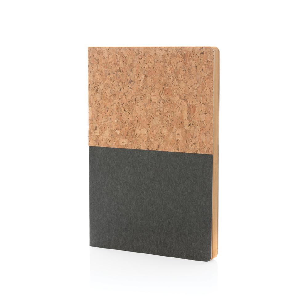 A5 kurk en kraft notitieboek - zwart (± PMS Black)