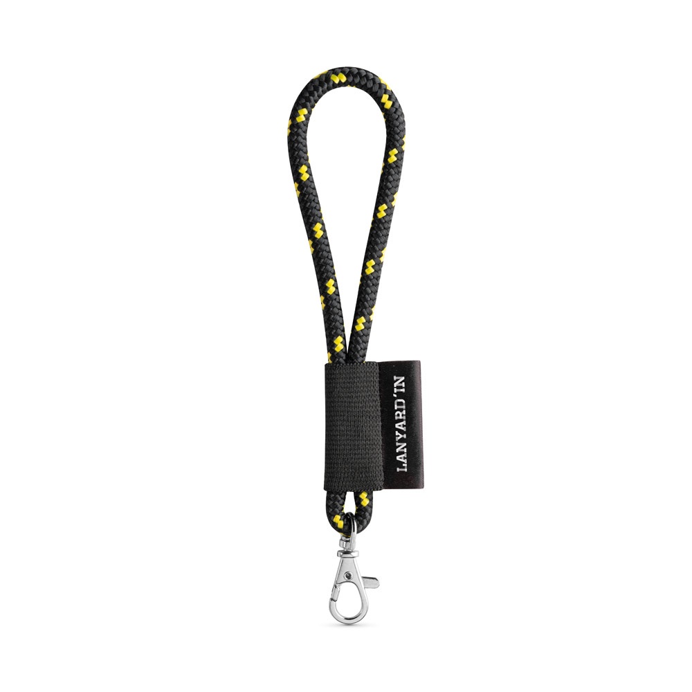75092. Lanyard NAUTIC Short (Ø 7 mm) set met 9 mm karabijnhaak - Zwart, Geel