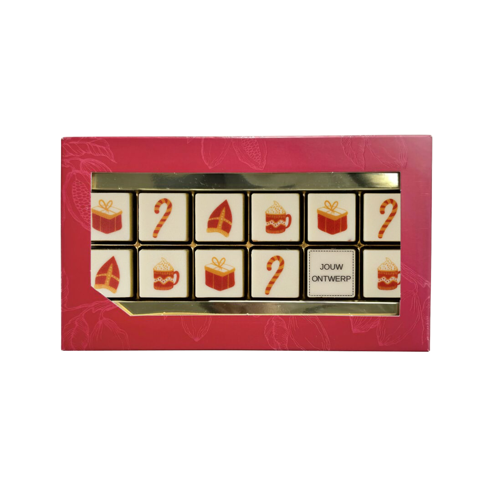 ChocoGiftbox 12 Sinterklaas Seizoen + logo (132 gram)