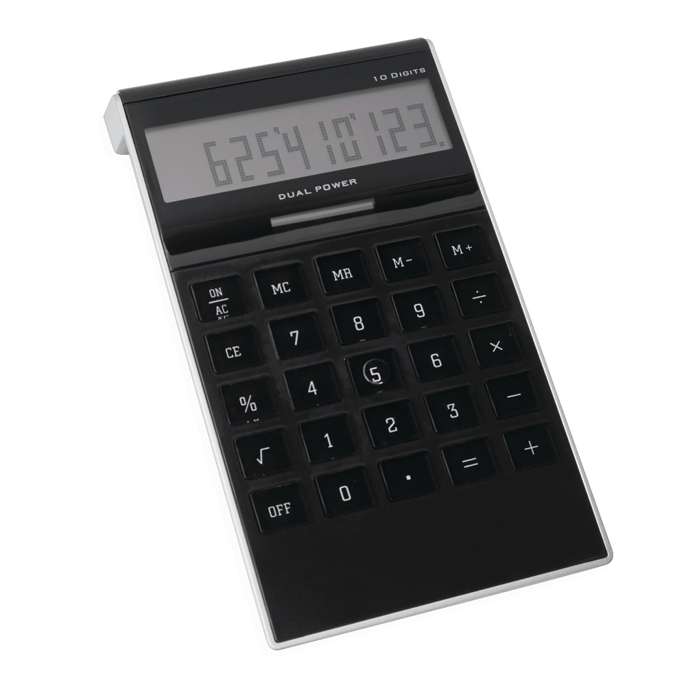 Elegant vormgegeven dual-power calculator DOTTY MATRIX