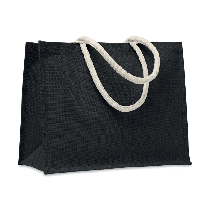 AURA - Jute tas met katoenen hengsels - Zwart