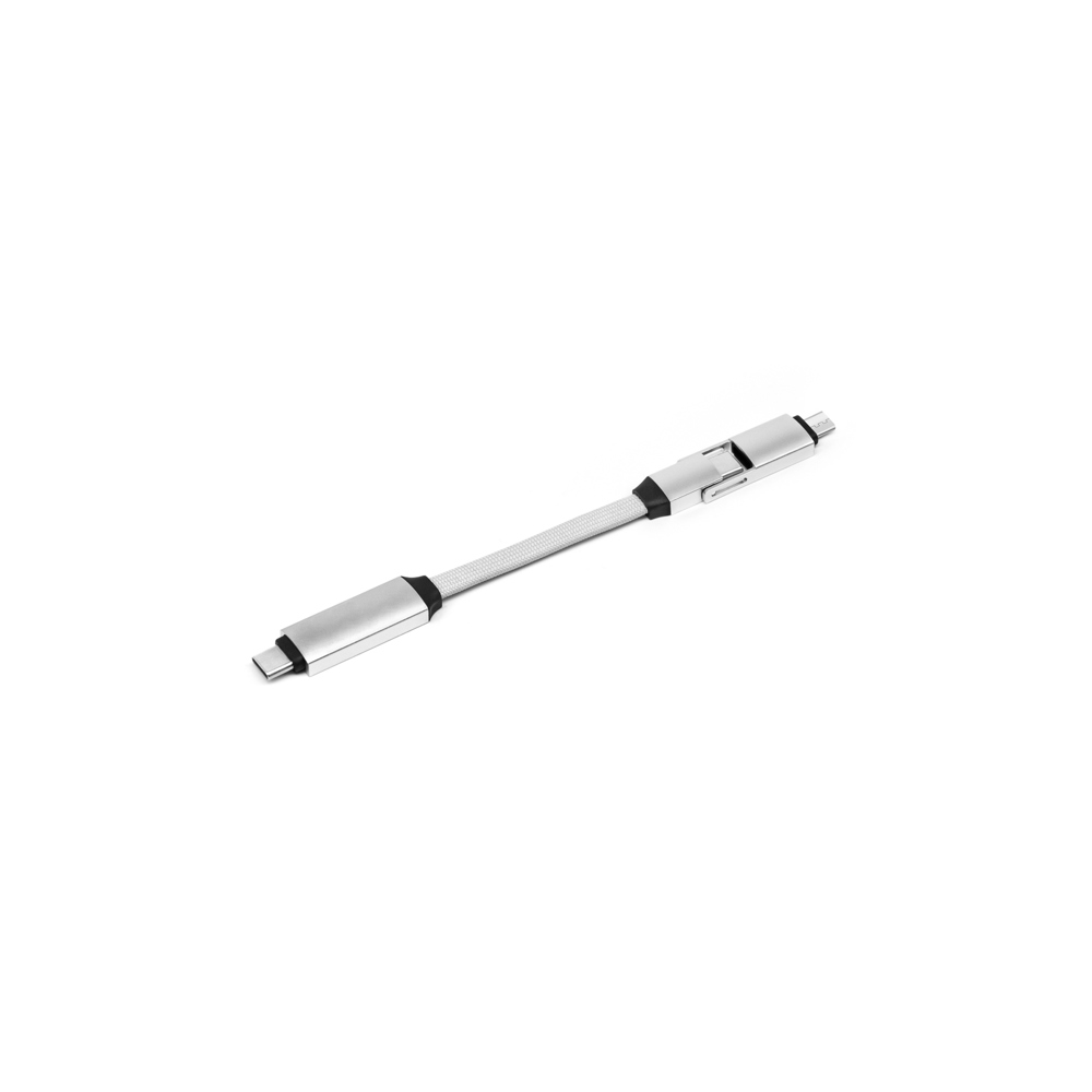 2 in 1 aluminium magnetische sleutelhanger oplaadkabel - Zilver