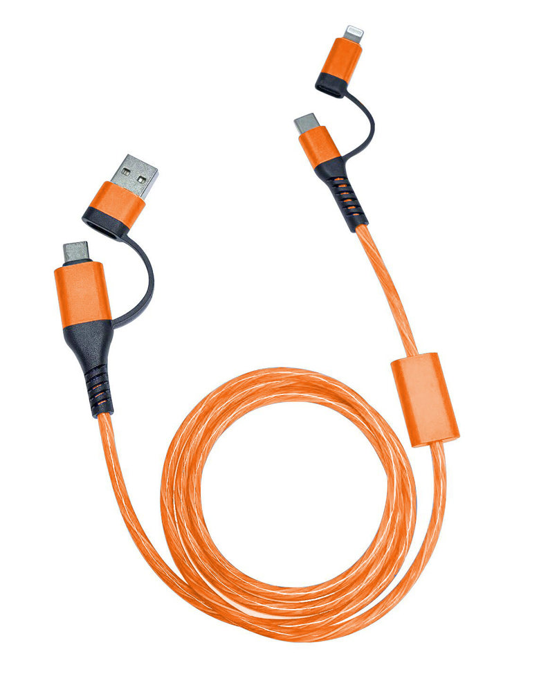 ALU FLOW LED 4 in 1 snellaadkabel - Oranje met LED oranje