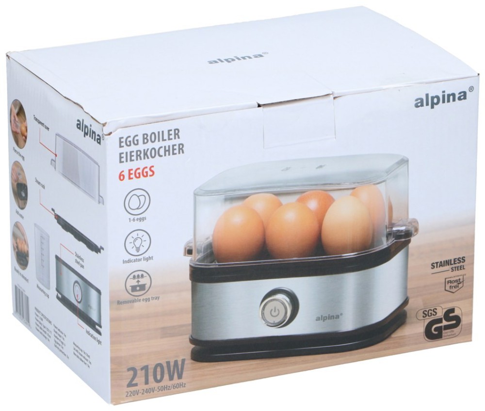ALPINA Egg Boiler 230V 210W- Zilver