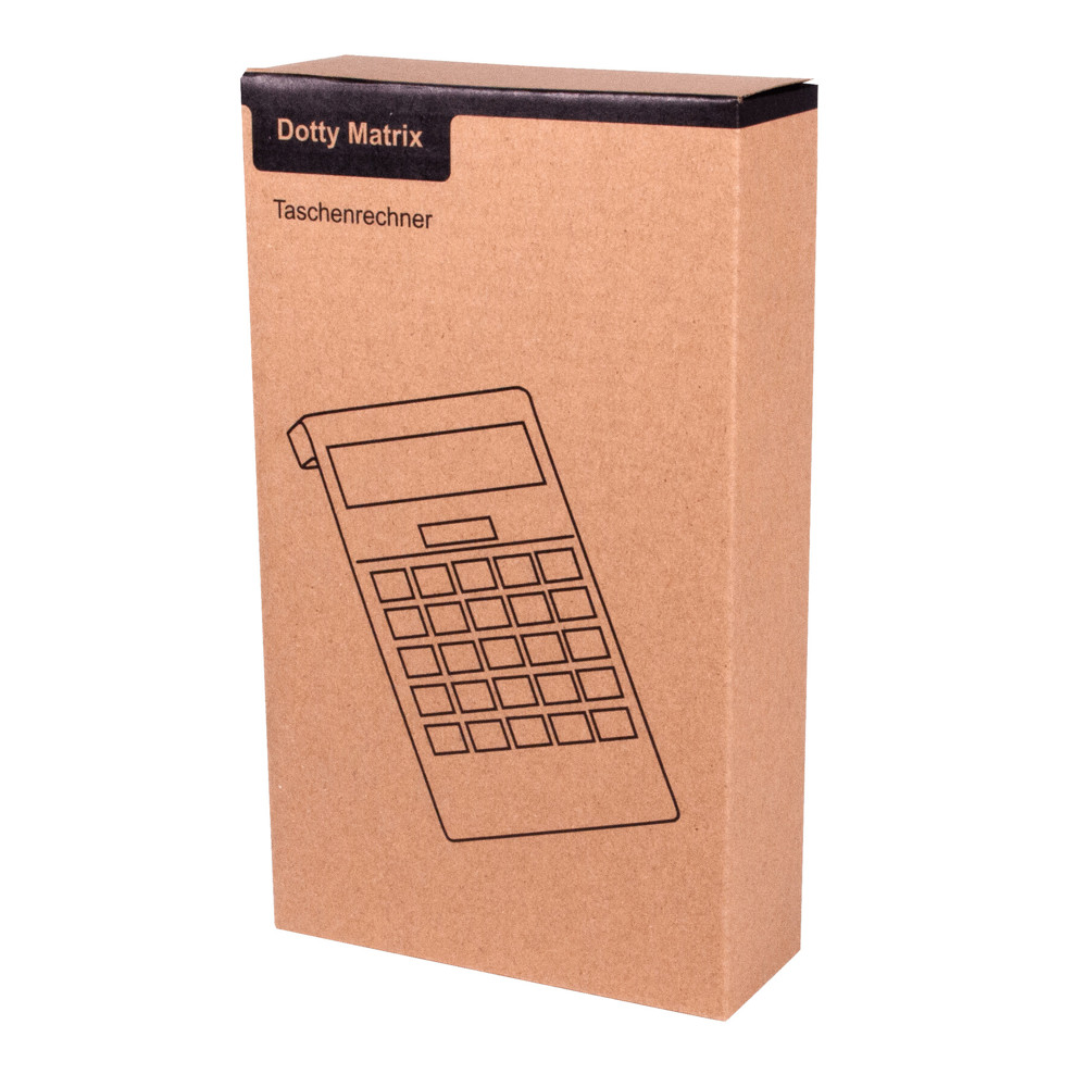 Elegant vormgegeven dual-power calculator DOTTY MATRIX