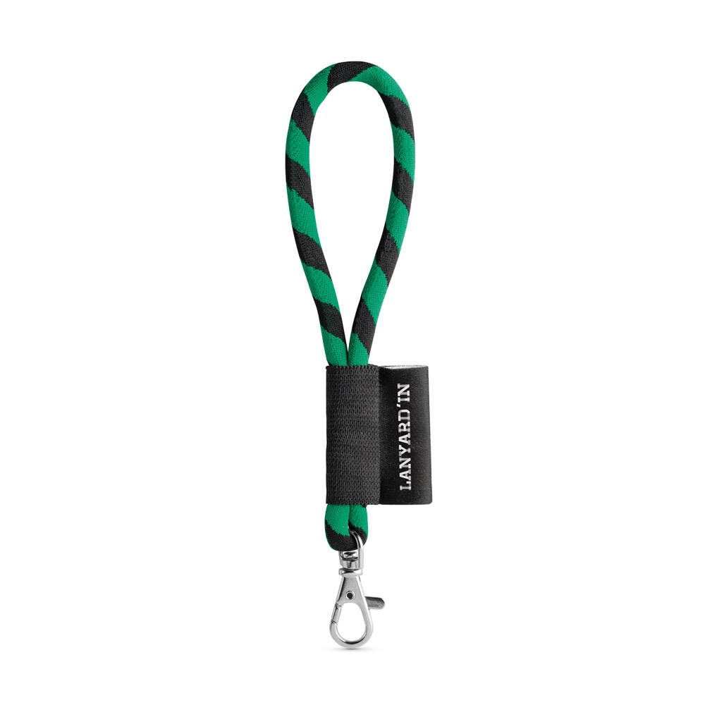 75090. Set met korte lanyardbuis (Ø 7 mm) en karabijnhaak met 9 mm sluiting - Zwart, Groen