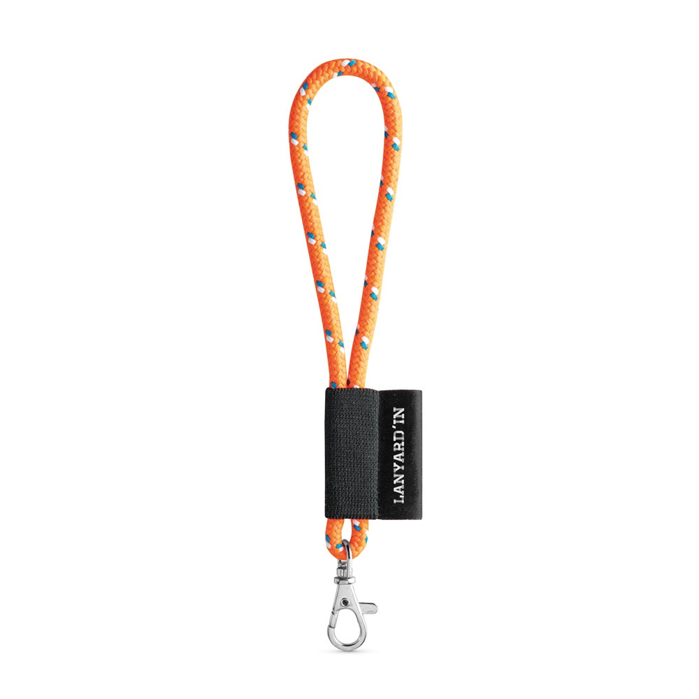 75092. Lanyard NAUTIC Short (Ø 7 mm) set met 9 mm karabijnhaak - Oranje hexachrome