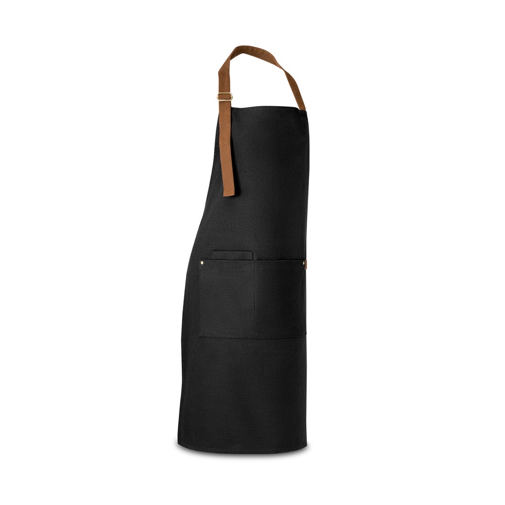 VESPER. 100% katoenen canvas schort (300 g/m²) met metalen details - Zwart