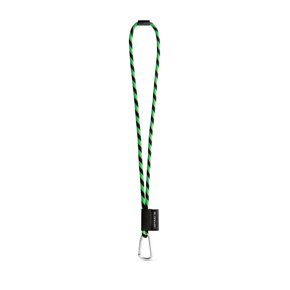 75089. Set lange draagkoordbuis (Ø 7 mm) met 55 mm D-vormige karabijnhaak en Ø 7 mm veiligheidssluiting - Hexachrome groen, Zwart