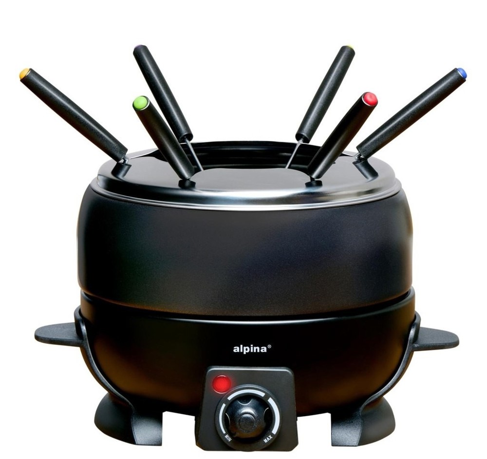 ALPINA Fondue Set 800W 2.3L Electric Black- Zwart