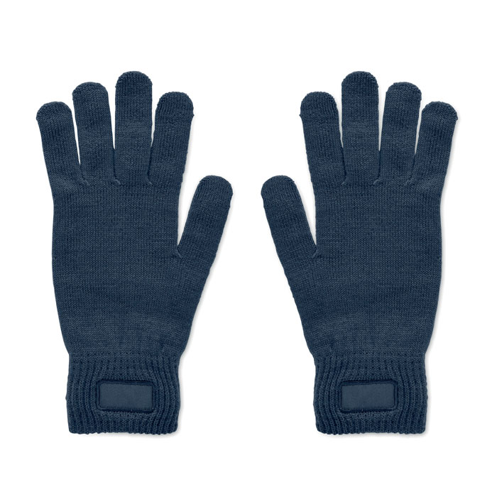 HANDNIT - Gebreide handschoenen van RPET - marineblauw