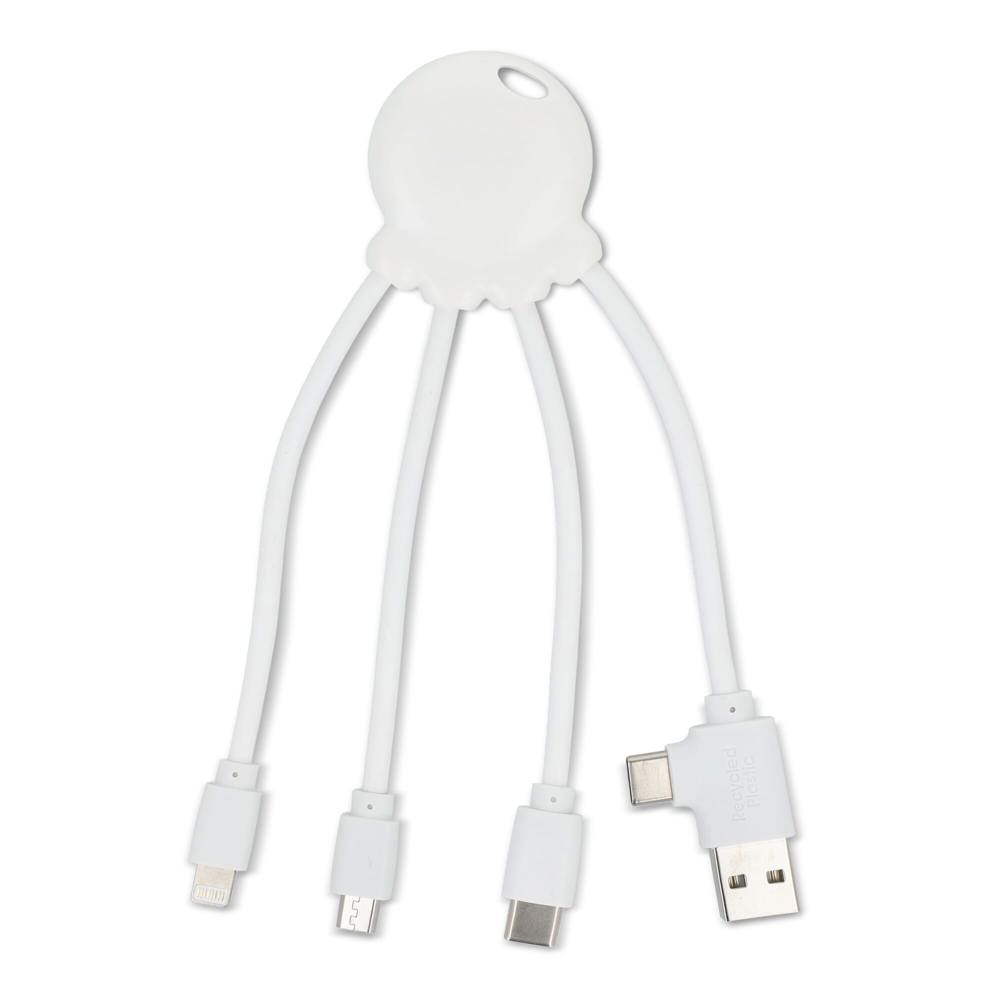 4009| Xoopar Eco Octopus Oplaadkabel Ocean Bound Plastic - wit