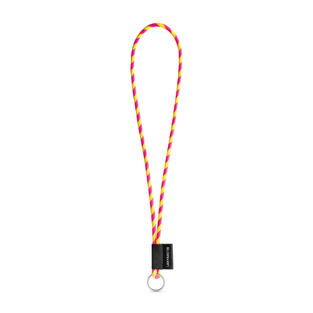 75093. Set koordbuis lang (Ø 7 mm) met ring Ø 32 mm - Hexachrome geel, Hexachrome roze