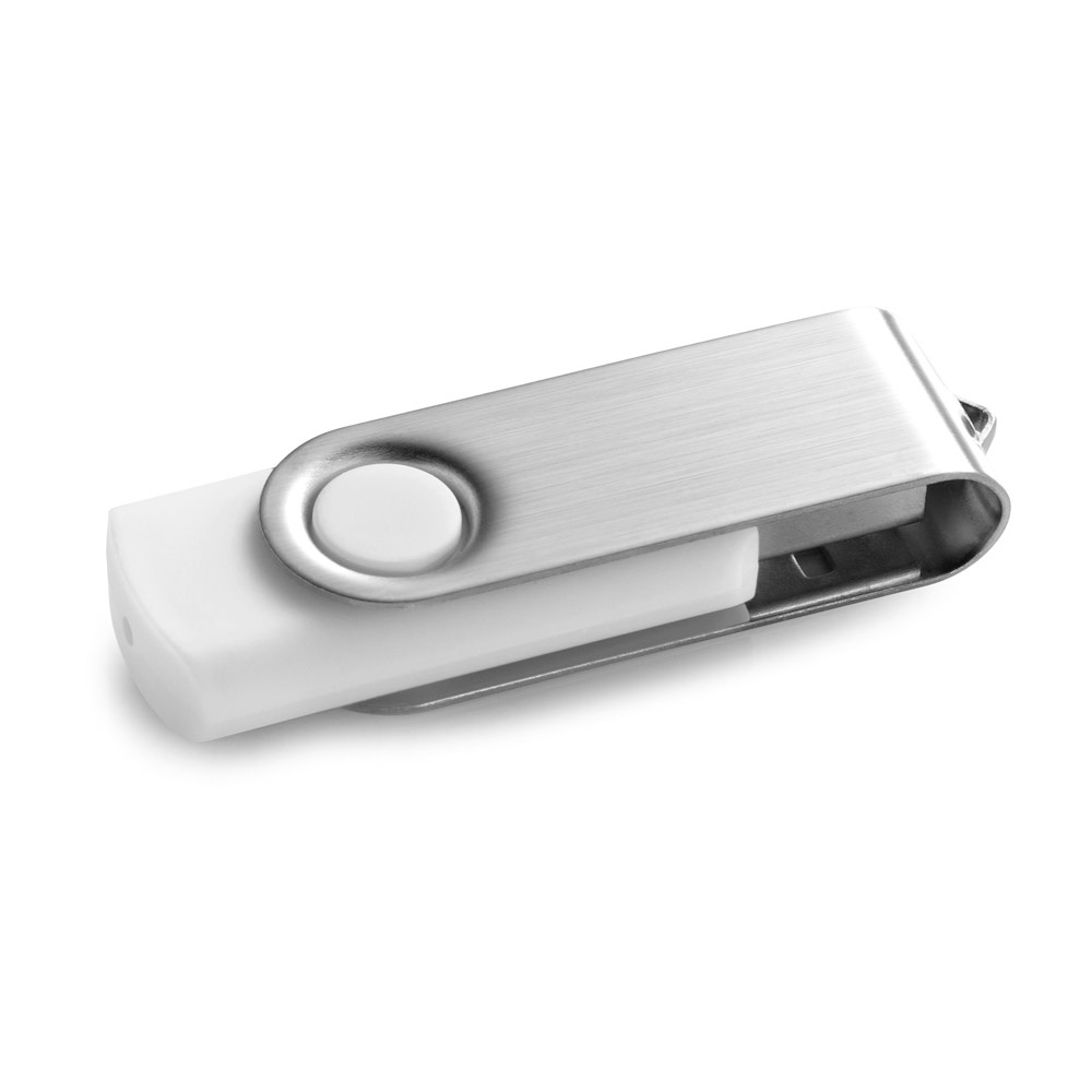 CLAUDIUS 4GB. 4 GB USB-stick met metalen clip - wit