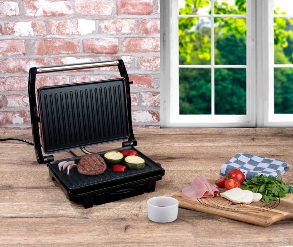 ALPINA Contact Grill 220-240V 1000W 27x17cm- Rood