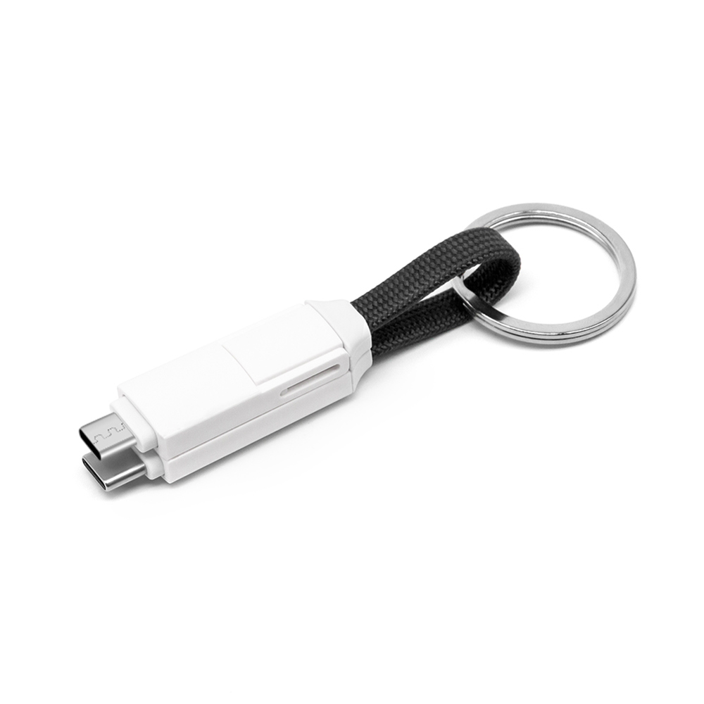 2 in 1 magnetische sleutelhanger oplaadkabel - Zwart