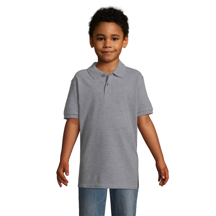 PERFECT KIDS - PERFECT kinder polo 180g - Grijs Gemêleerd 2