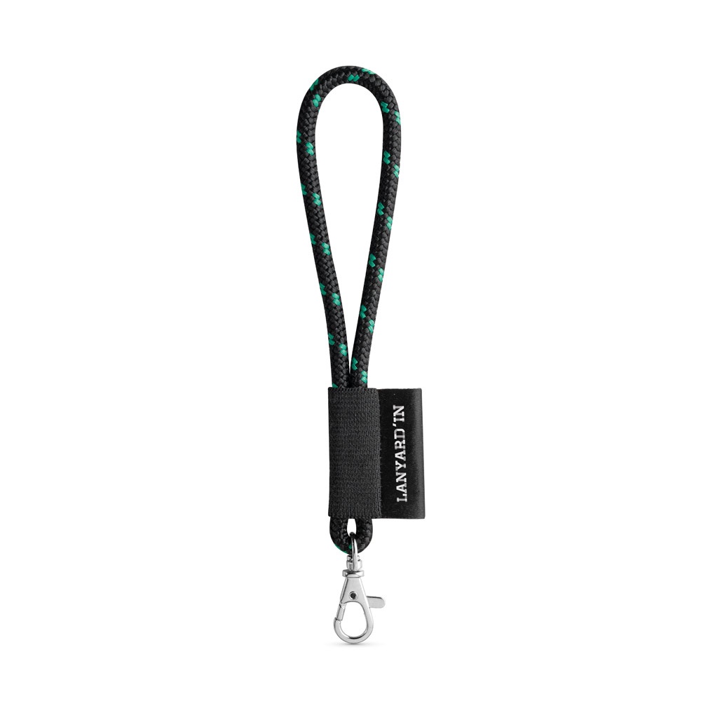 75092. Lanyard NAUTIC Short (Ø 7 mm) set met 9 mm karabijnhaak - Zwart, Groen