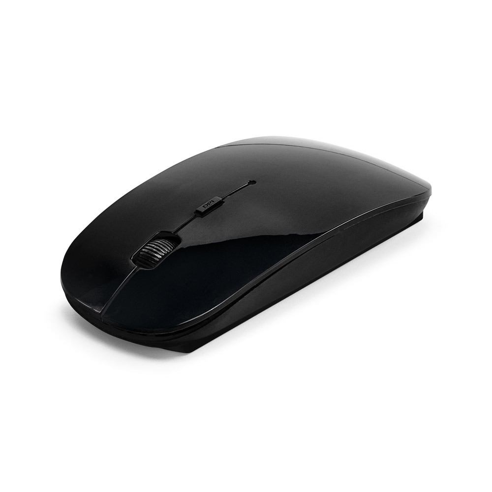 BLACKWELL. Draadloze muis op batterijen in Gerencycled ABS (100% rABS) - Zwart
